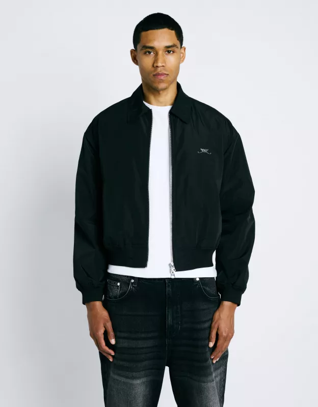 Initial Pin Bomber Jacket - Black